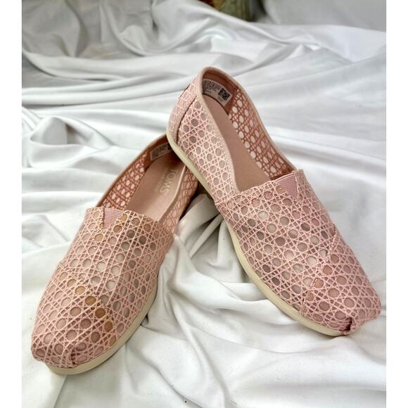 Toms Alpargata Ballet Pink Basket Weave Lace Shoe 7.5 - Picture 3 of 10